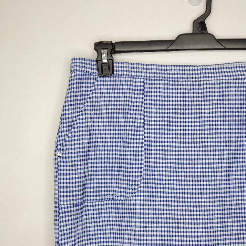 Cathy Daniels Gingham Seersucker Skort Blue White, L - Picture 3 of 8